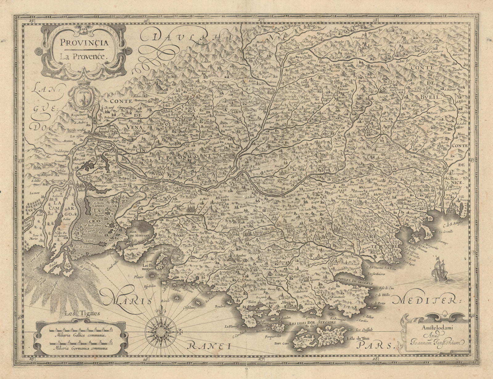 Provincia - La Provence. Provence-Alpes-Côte d’Azur by Janssonius c1631 map